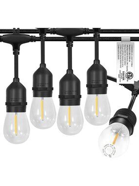 48FT LED Outdoor String Lights, Weatherproof Edison Bulbs, Commercial Grade
